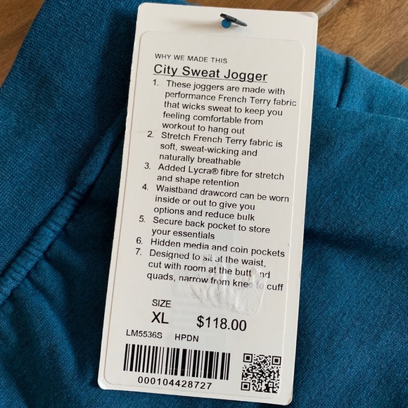 City sweat jogger lululemon men’s pant Poseidon - Picture 3 of 6